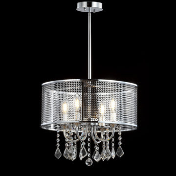 Avah Metal/Crystal Adjustable LED Drop Chandelier - JONATHAN Y